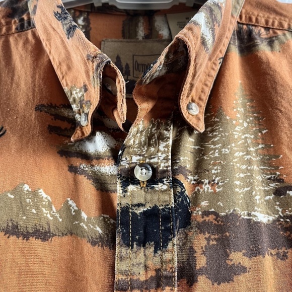 Outdoor Life Men's Elk Theme Button Down Long Sleeve 100% Cotton Sz Medium - Picture 5 of 10